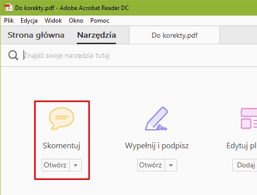 Narzędzie „Skomentuj”