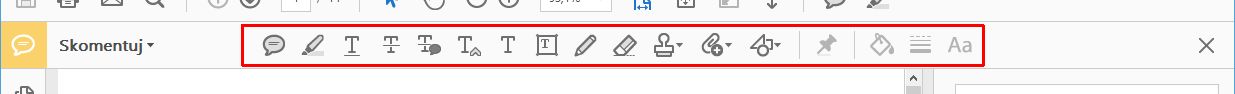 Pasek narzędzi „Skomentuj”