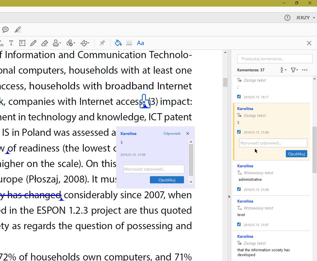 wyselekcjonowanie tekstu do zamiany