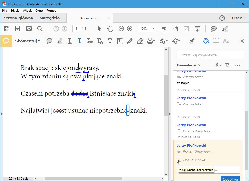 usuwanie fragmentu tekstu