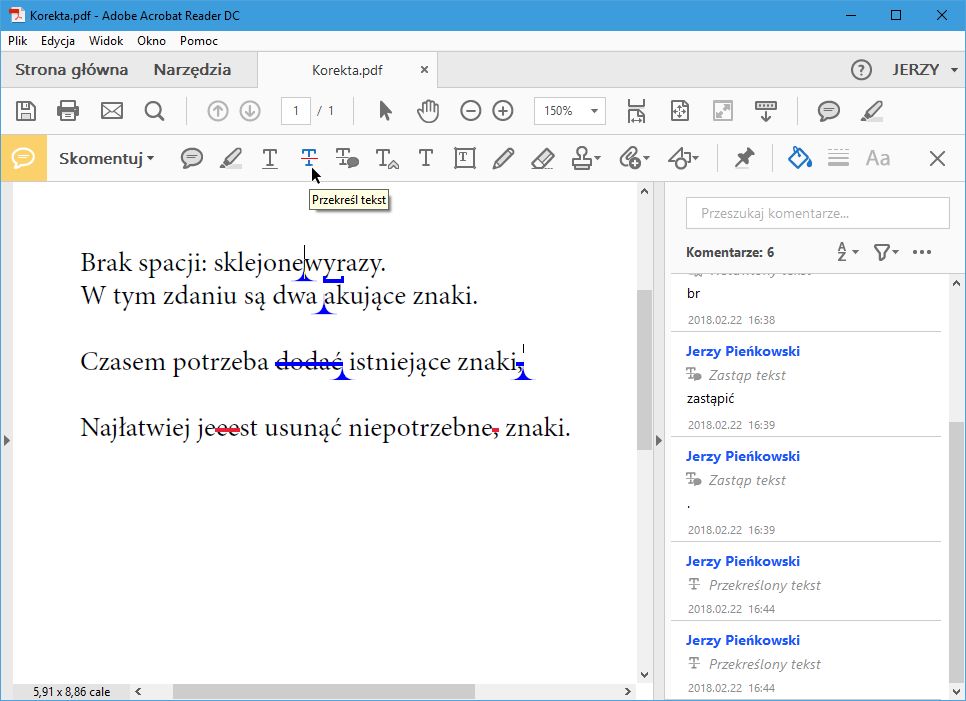 usuwanie fragmentu tekstu