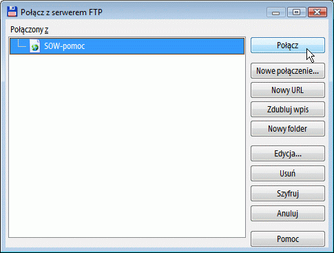 Nowo zdefiniowane połączenie z kontem ‘pomoc’